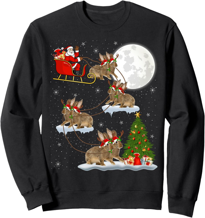 Lustiger Weihnachtsbaum, Weihnachtsmann, Reitender Hase, Weihnachten Sweatshirt