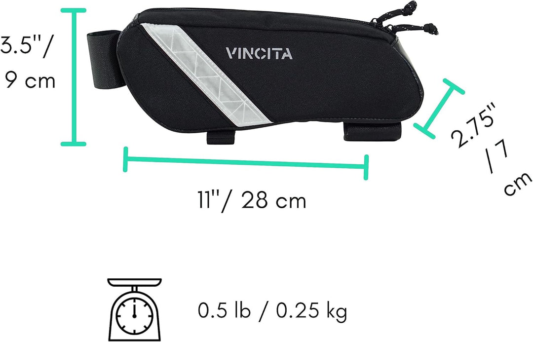 Vincita Voyage Rahmentasche für Brompton-Fahrrad (schwarz, klein) – 1 l Brompton Fahrradzubehör S Sc