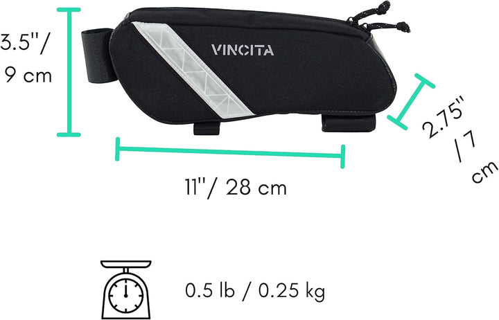 Vincita Voyage Rahmentasche für Brompton-Fahrrad (schwarz, klein) – 1 l Brompton Fahrradzubehör S Sc