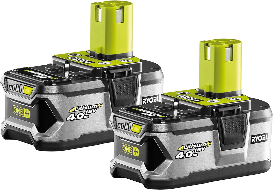 Ryobi Akku-Set mit 2x Akku (4,0 Ah) und Schnellladegerät, Ladezeit ca. 120 min, für Ryobi ONE+ Gerät