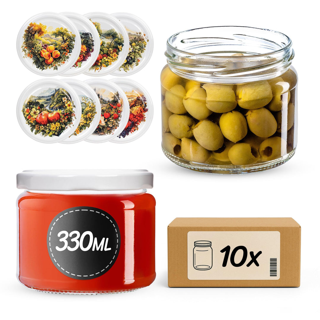 KADAX 10er Set Marmeladengläser 330ml TO82, Einmachgläser Vorratsgläser Mason Jar mit Schraubdeckel,
