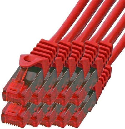 BIGtec - 10 Stück - 10m Gigabit Netzwerkkabel Patchkabel Ethernet LAN DSL Patch Kabel rot (2x RJ-45