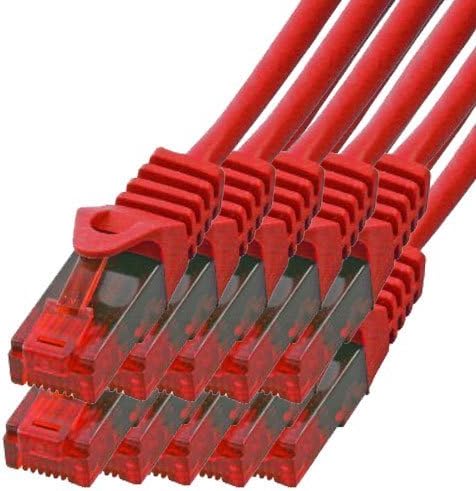 BIGtec - 10 Stück - 15m Gigabit Netzwerkkabel Patchkabel Ethernet LAN DSL Patch Kabel rot (2x RJ-45