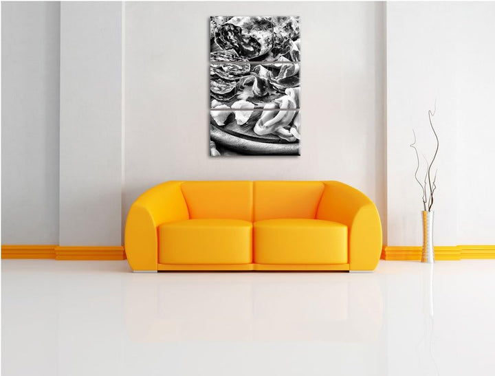 Pixxprint Brotzeit mit Wurst als Leinwandbild/Grösse: 3 Teilig (120x80) cm/Wandbild/Kunstdruck/ferti