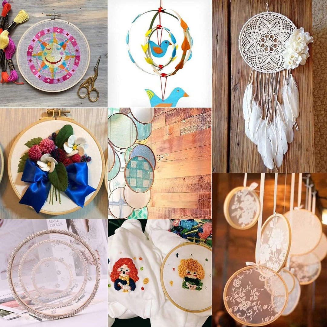 Hodeacc 16 Pack 5 Zoll Mini Bambus Kreis, Stickrahmen Kreuzstich Hoop Ring für DIY Kunsthandwerk Han