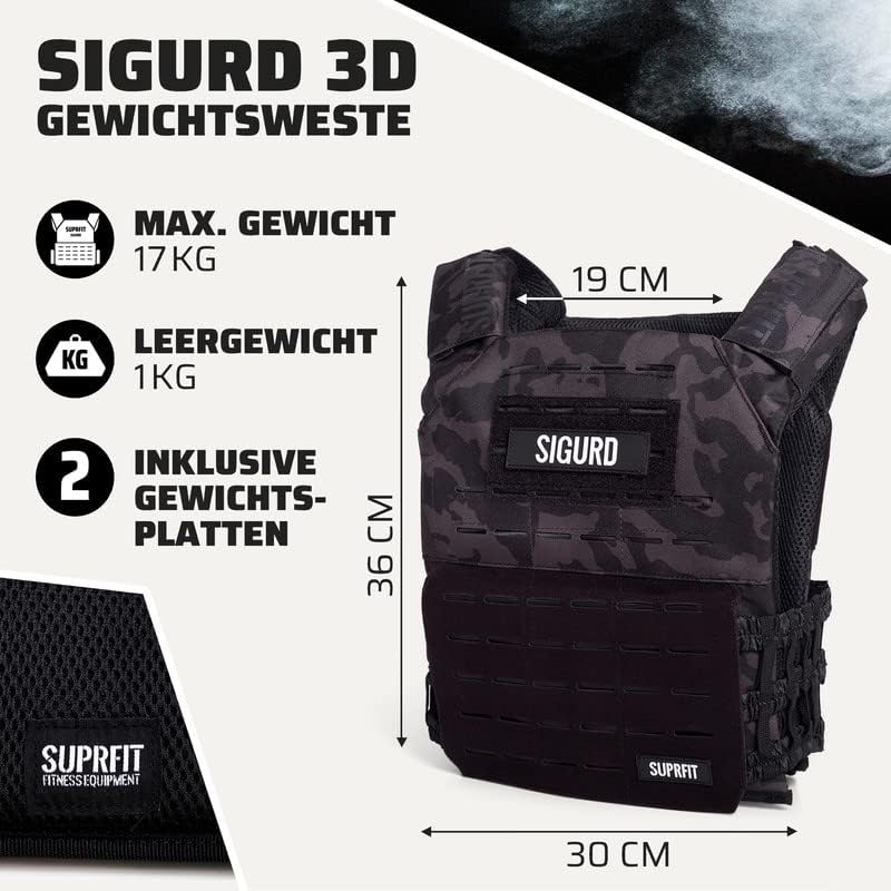 SUPRFIT - Sigurd 3D Gewichtsweste für Calisthenics, Krafttraining &amp; Crossfit - Verstellbare Weight V