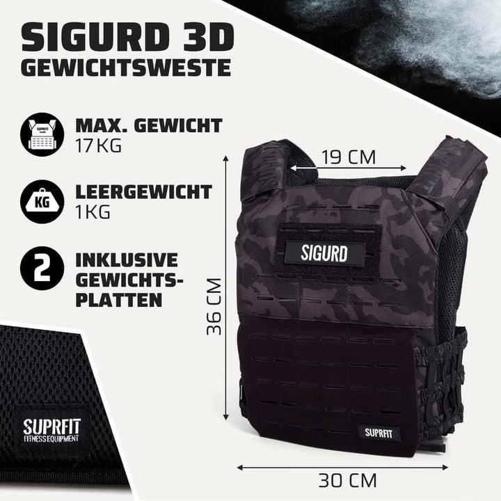 SUPRFIT - Sigurd 3D Gewichtsweste für Calisthenics, Krafttraining &amp; Crossfit - Verstellbare Weight V