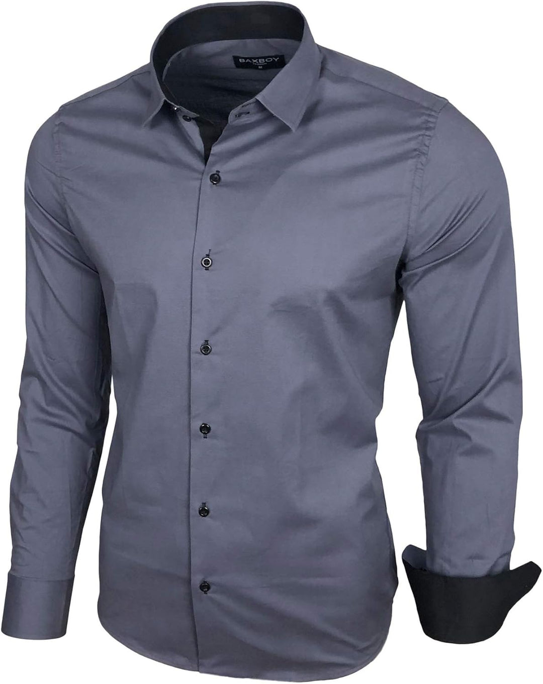Herren-Hemd Langarm/Business Freizeit Hochzeit/Bügelleicht/Slim-Fit/Anzug Kentkragen Hemd B-500, S A