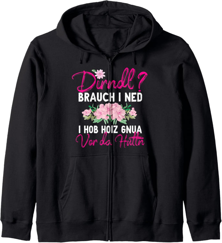 Dirndl brauch I Ned I Hob Holz Vor Hütte Wiesn Tracht Frauen Kapuzenjacke