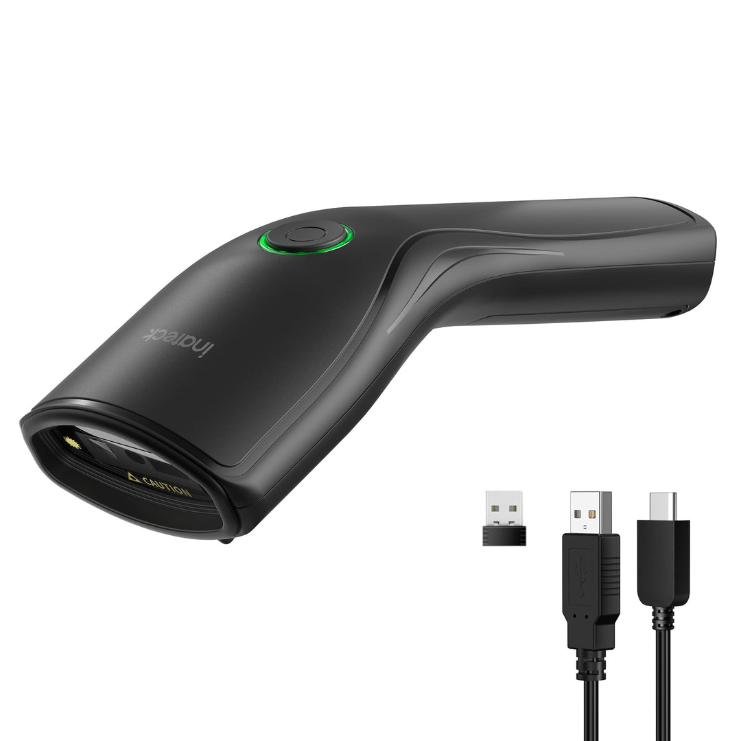 Inateck Leicht Barcode Scanner 2D Bluetooth, mit USB und 2.4G Kabellos | QR Code Scanner mit Abnehmb