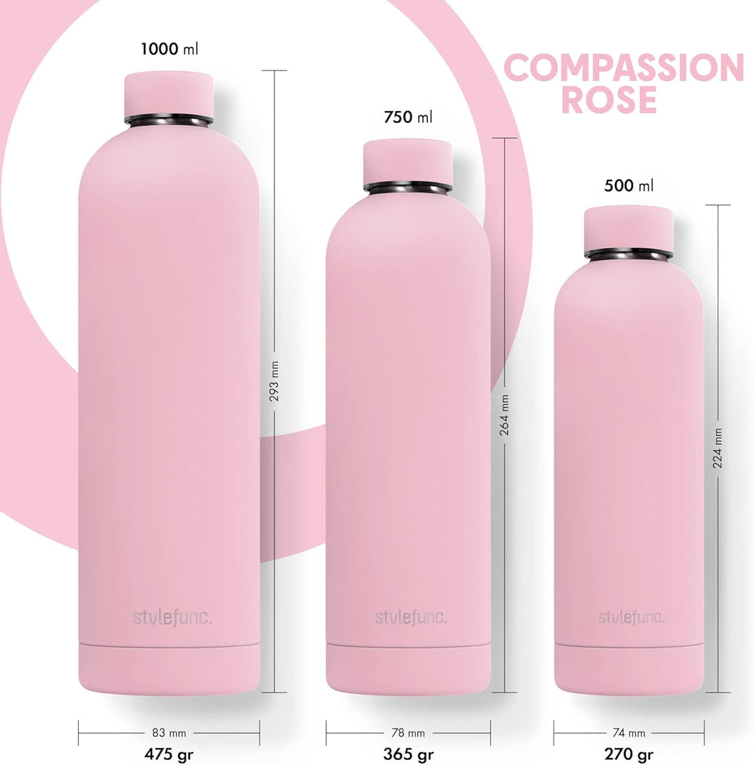 Edelstahl Trinkflasche "pure" | 500ml 750ml &amp; 1l auslaufsichere Thermosflasche | Kohlensäure geeigne