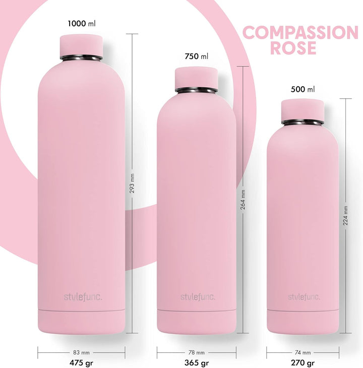 Edelstahl Trinkflasche "pure" | 500ml 750ml &amp; 1l auslaufsichere Thermosflasche | Kohlensäure geeigne