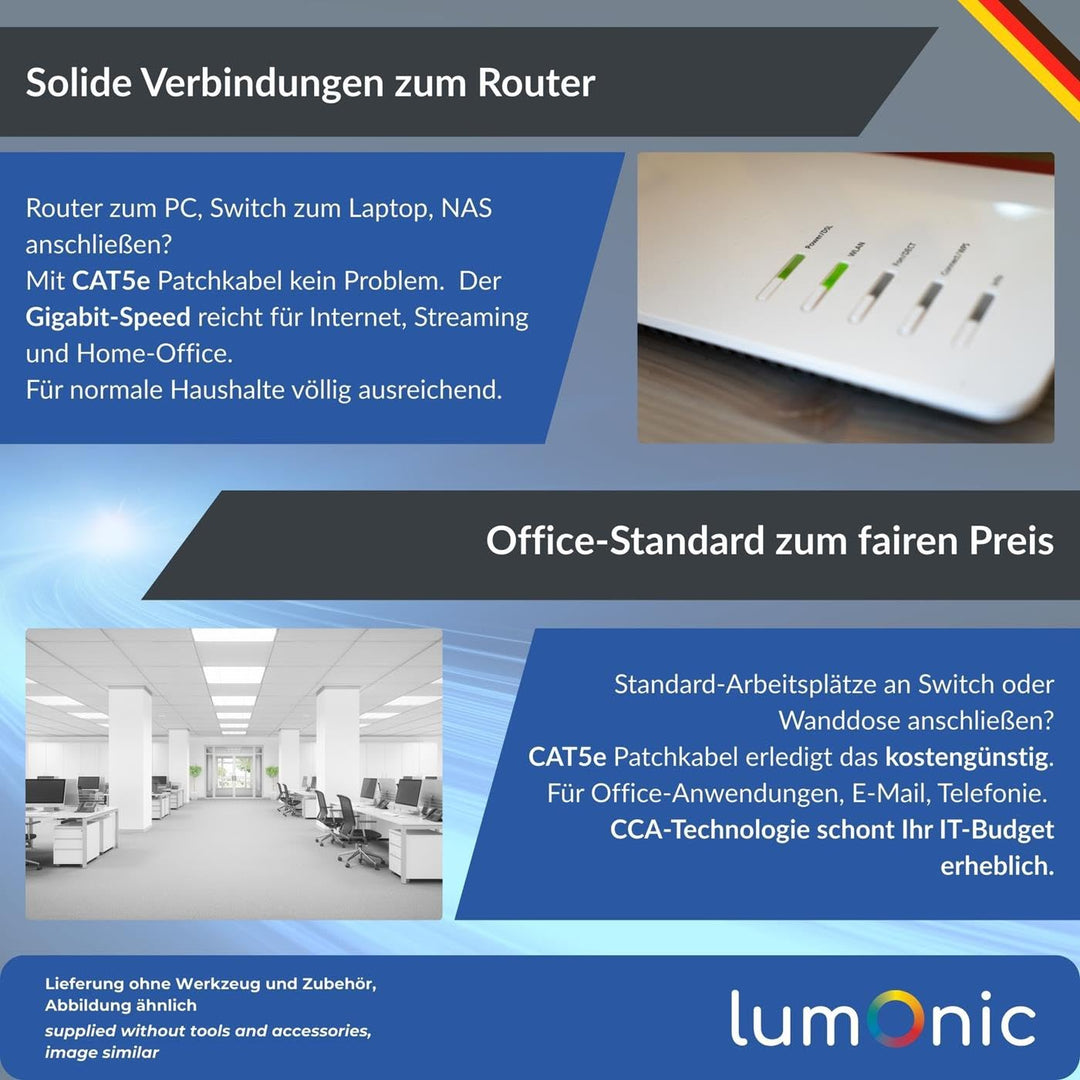 Lumonic LAN Netzwerkkabel 50m | LAN Kabel CAT5e F/UTP | Patchkabel Flexibel 4X 2X AWG26/7 (verseilt)