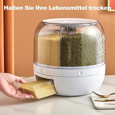 Müslispender, 360 ° drehbarer transparenter Reisspender mit 6 Gittern Reisspender Einschichtiger Sta