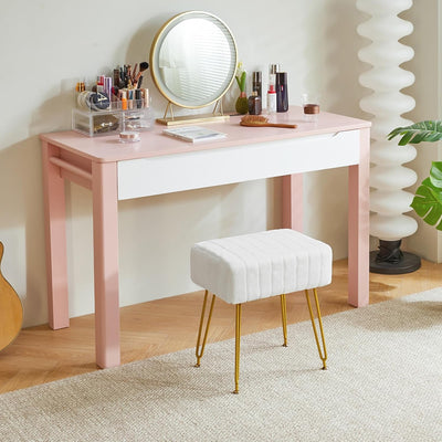 IBUYKE Velvet Rechteckiger Fussstützenstuhl Ottoman, Make-up Eitelkeits Hocker Beistelltisch, Samt S