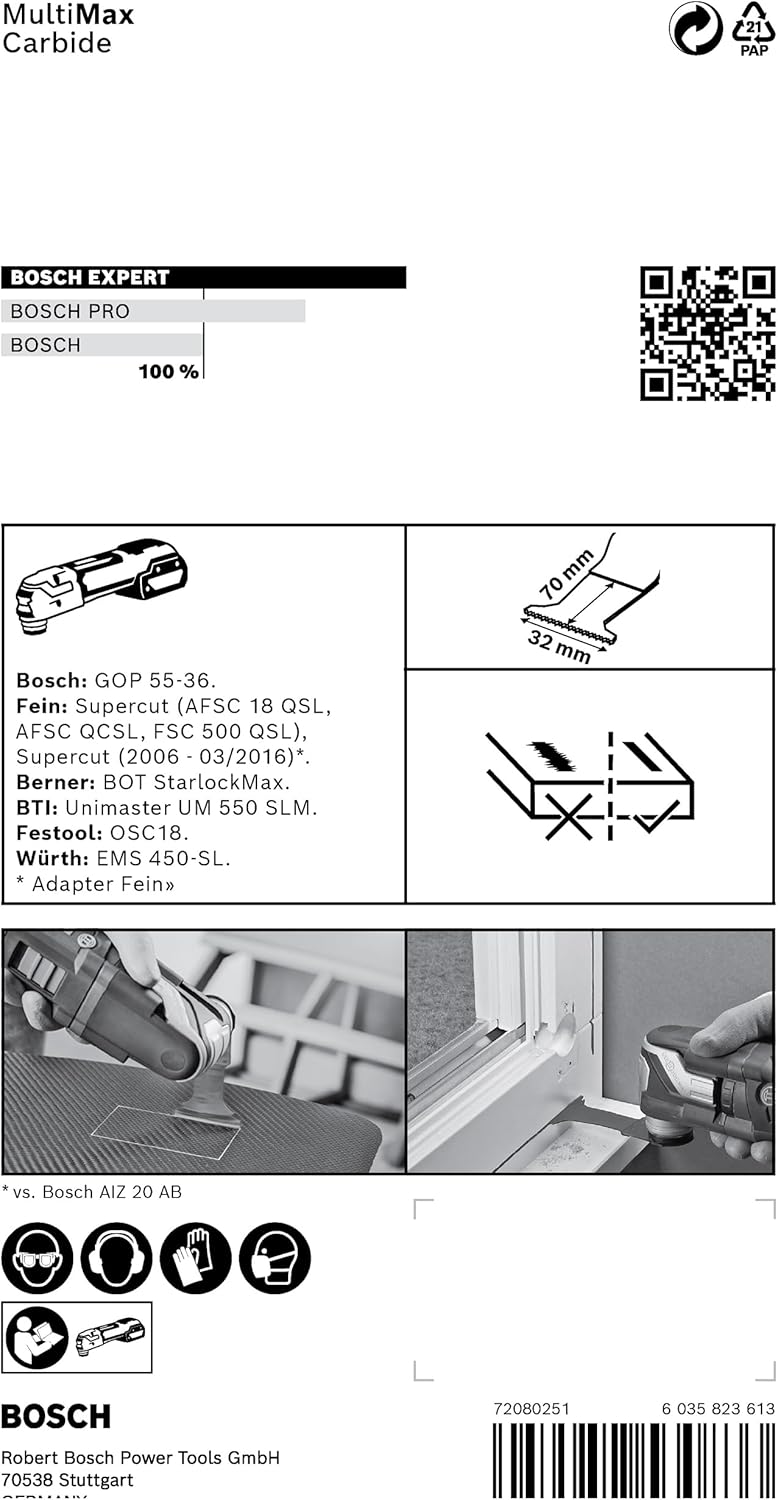 Bosch Accessories 1x Sägeblatt Expert MultiMax MAII 32 APIT (für Edelstahlbleche, Breite 32 mm, Zube