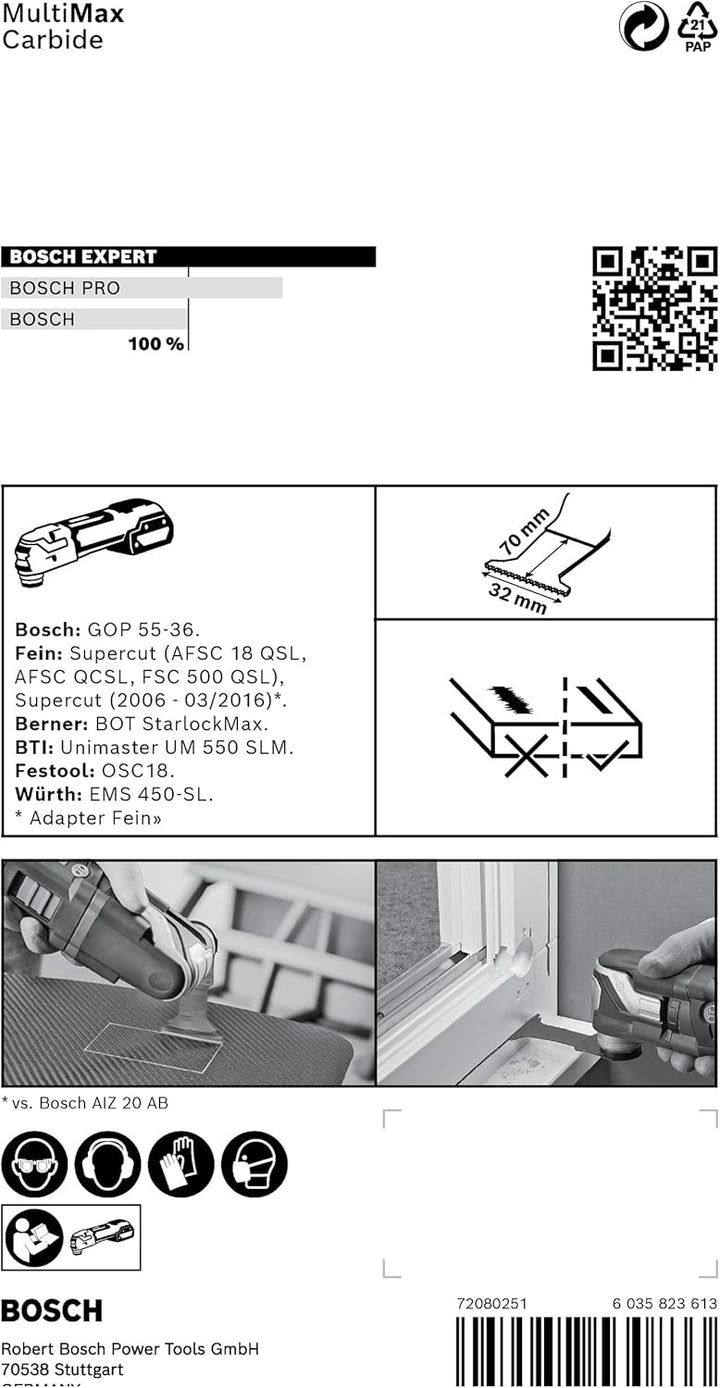 Bosch Accessories 1x Sägeblatt Expert MultiMax MAII 32 APIT (für Edelstahlbleche, Breite 32 mm, Zube