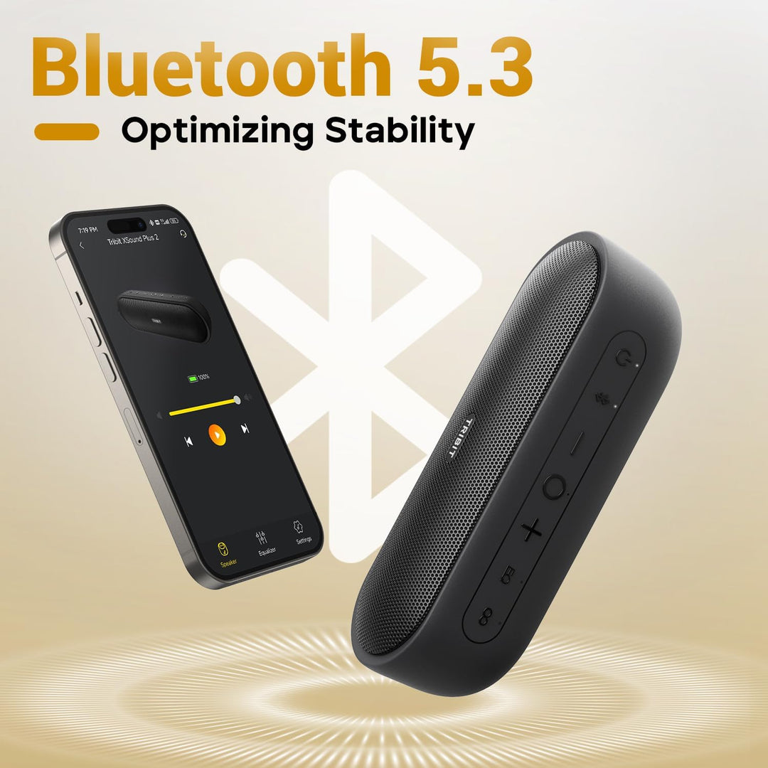 Tribit tragbarer Bluetooth-Lautsprecher XSound Plus 2, drahtloser Lautsprecher 30W mit XBass, IPX7,
