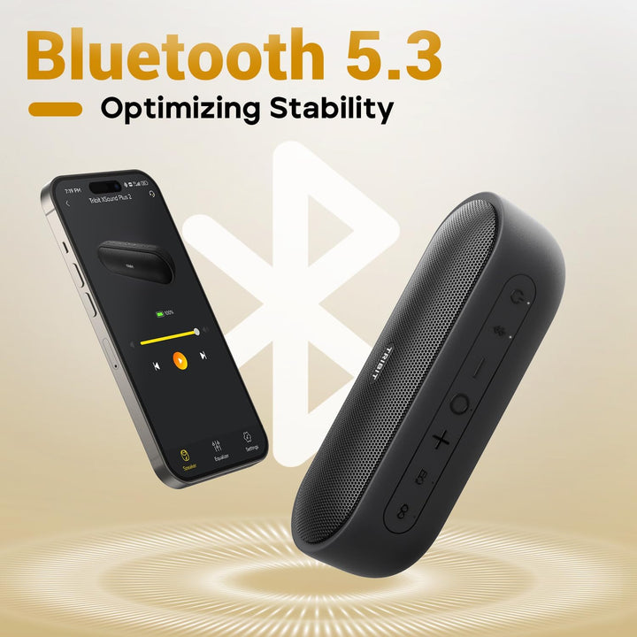 Tribit tragbarer Bluetooth-Lautsprecher XSound Plus 2, drahtloser Lautsprecher 30W mit XBass, IPX7,