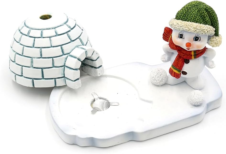 Keramik Schneemann - Deko, Winterkind, Schneemann, Räuchermännchen, Rauchfigur, Schneekind mit grüne