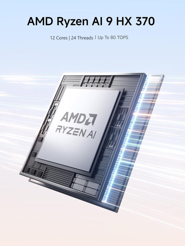 MINIS FORUM AI Mini PC X1 Pro, AMD Ryzen AI 9 HX370 (12 Kerne/24 Threads, bis zu 5,1 GHz)/AMD Radeon
