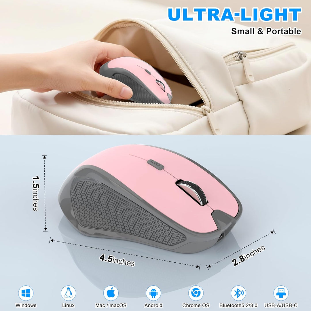 Azmall Ergonomische Maus Kabellos für Laptop/PC/MacBook/iPad, 2.4GHz & Bluetooth Büro Stumme Funkmau