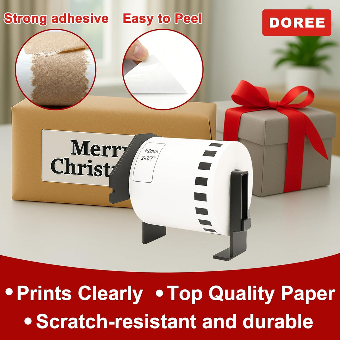 DOREE 3 Rollen DK-22205 Endlosetiketten, kompatibel mit Brother DK-22205, 62mm x 30,48m Selbstkleben