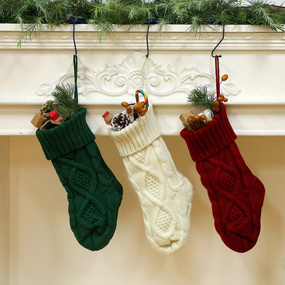 Weihnachtssocken Deko Weihnachten Strumpf Weihnachtssocke Kabel Gestrickt Strumpf Burgund Stricken G
