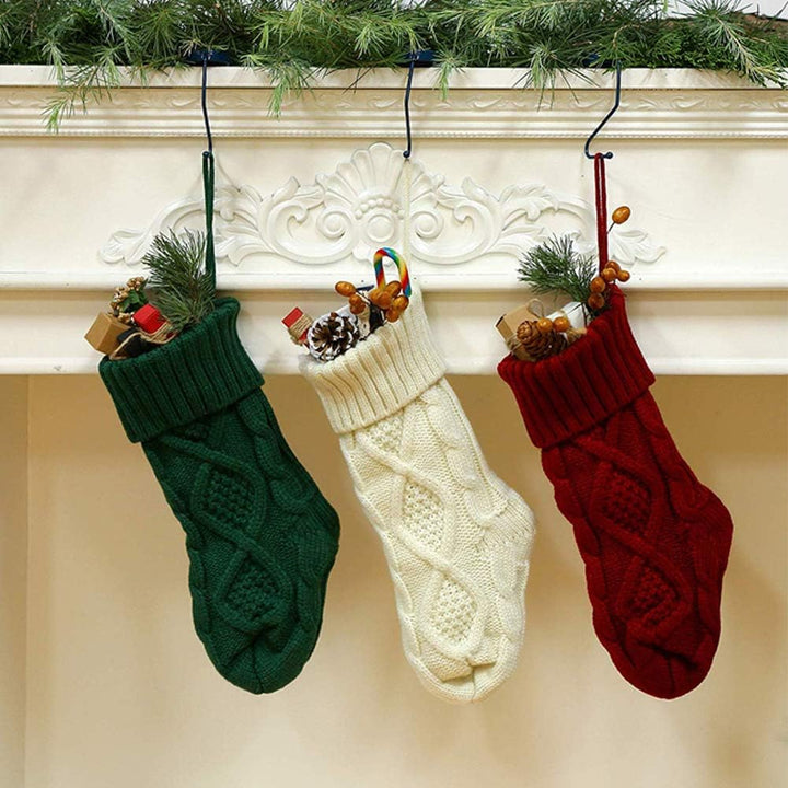 Weihnachtssocken Deko Weihnachten Strumpf Weihnachtssocke Kabel Gestrickt Strumpf Burgund Stricken G