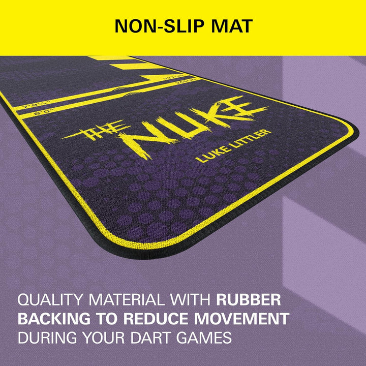 TARGET Darts Luke Littler Dartmatte, The Nuke Darts Matte | Dart Oche Matte mit Soft- und Steeldarts