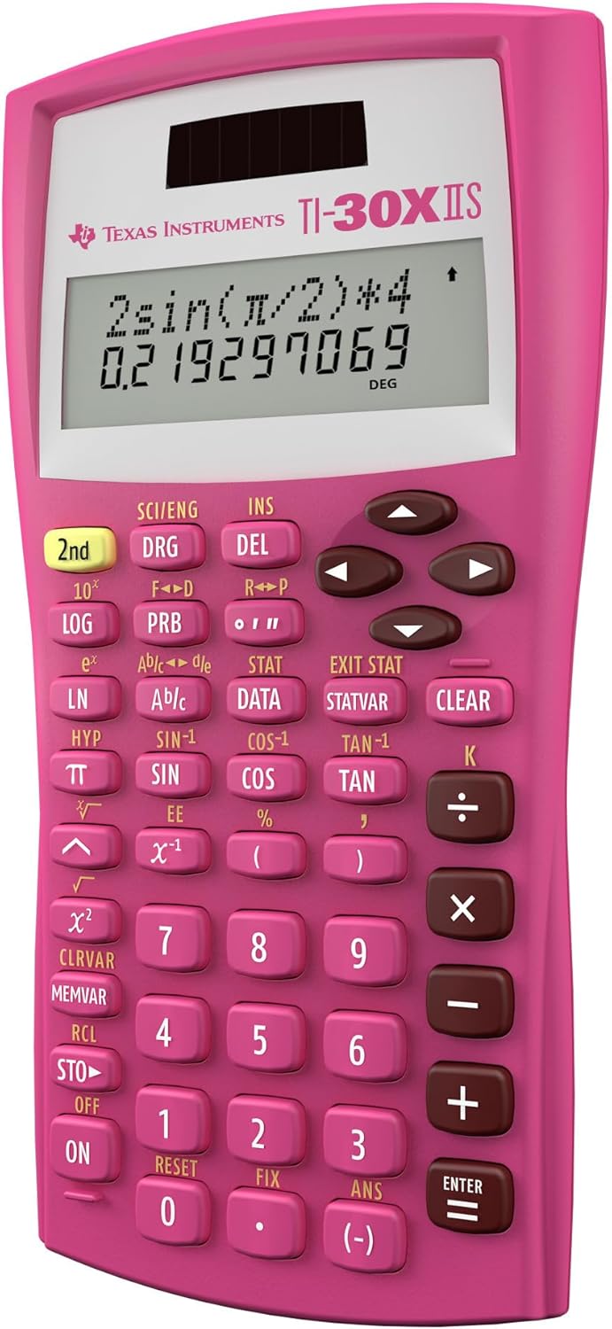 Texas Instruments TI-30X IIS 2-Line Scientific Calculator, Pink by Texas Instruments Pink Single Pac