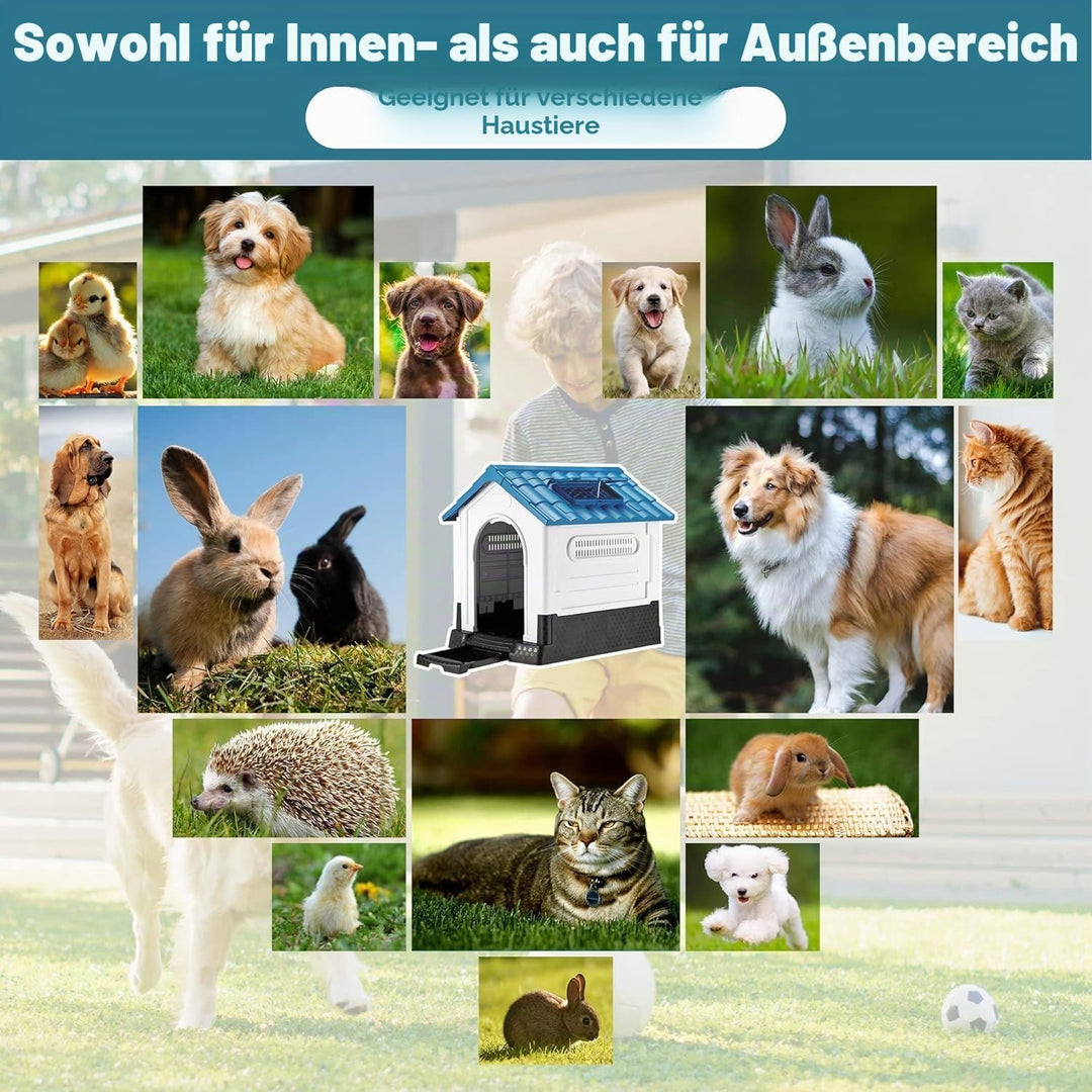 Lanco - Zwinger für kleine Hunde mit verstellbarem Dach und Toilette. Innen- und Aussenbereich mit L