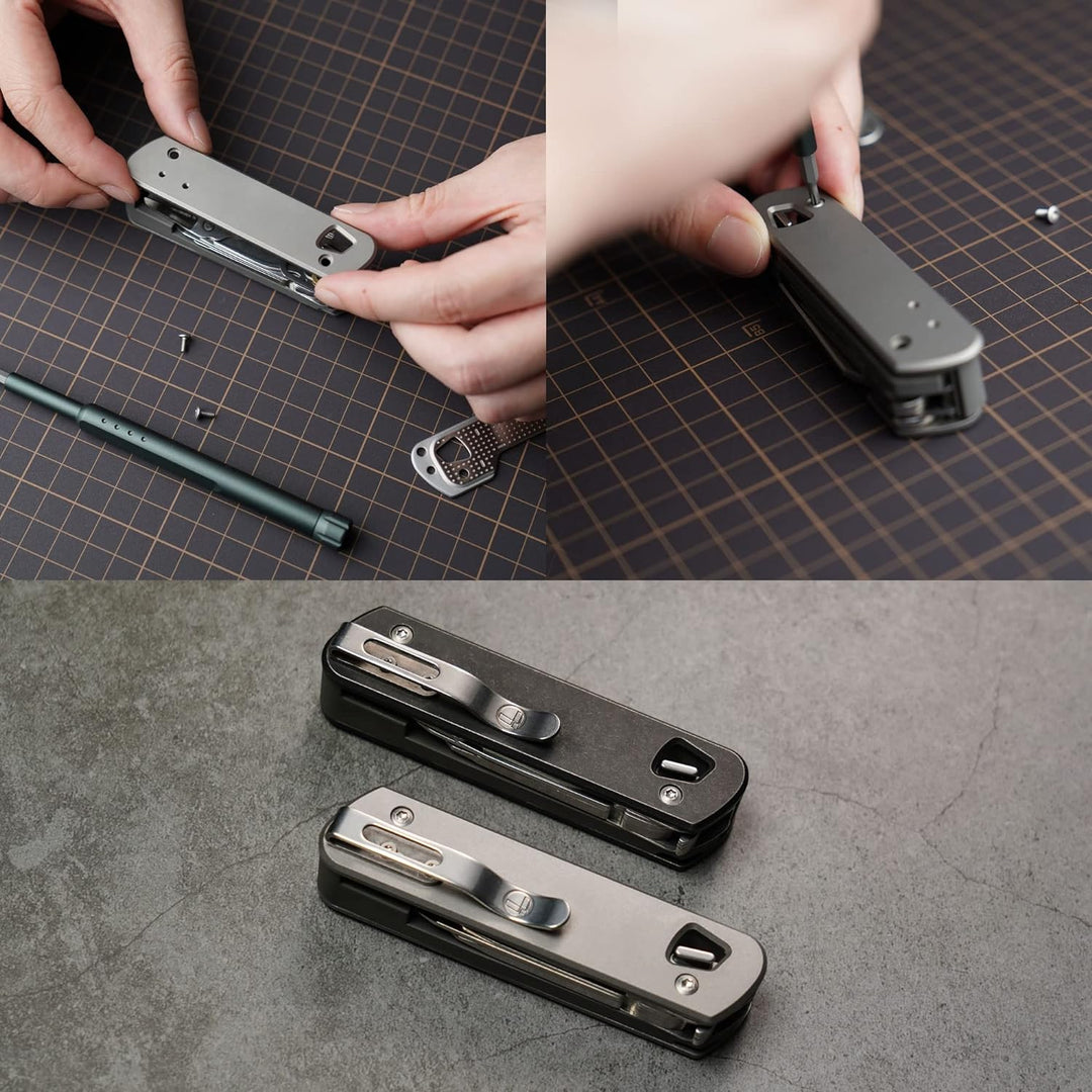 HorixGear 1 Paar Handle Patch Custom Titanium Scales für T4 Multitool, Sandstrahlh Finish (silber Ti