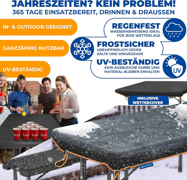 KESSER® Buffettisch Tisch klappbar Kunststoff 183x76 cm Campingtisch Partytisch Klapptisch Gartentis