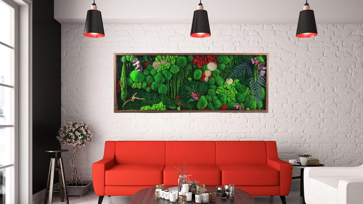 Hello Moss Moosbild - Moos Deko Für Ihr Haus - Bilderrahmen mit Kugelmoos - moderne Mooswand Lebend
