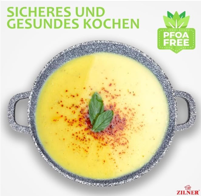 Topfset Induktion 8-Teilig mit Glasdeckel | Kochtopf Set 4 Töpfen aus Aluminiumguss | 4x Kochtöpfe Ø
