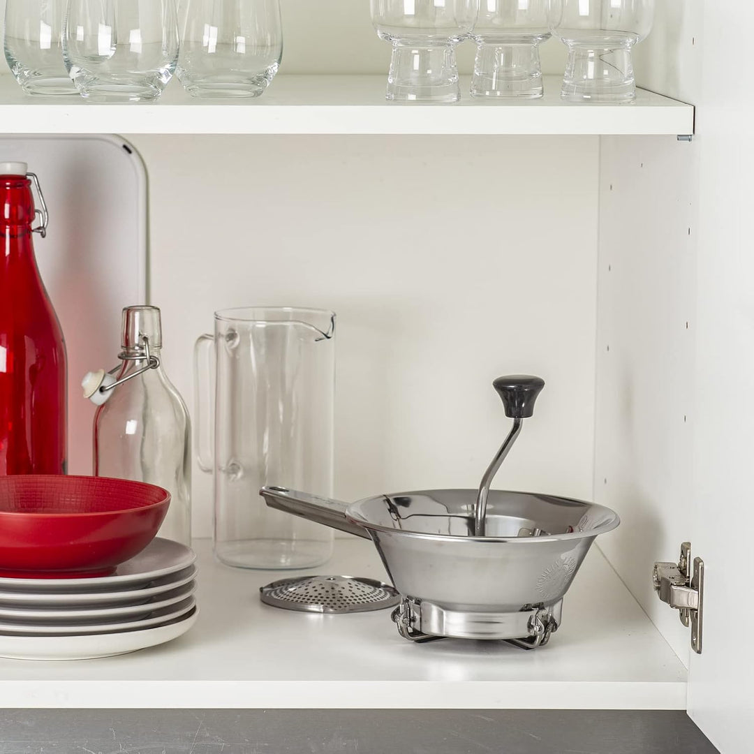 Moulinex Classic manuelle Gemüsemühle aus Edelstahl, Kleines Modell, Einfaches Mahlen, Pürees, Suppe
