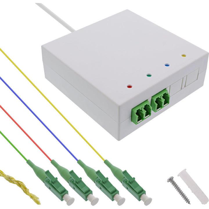 InLine FTTH Verlängerungsbox, 4x LC/APC, 9/125µm OS2, vorkonfektioniert, 20m, für Aufputzmontage, we