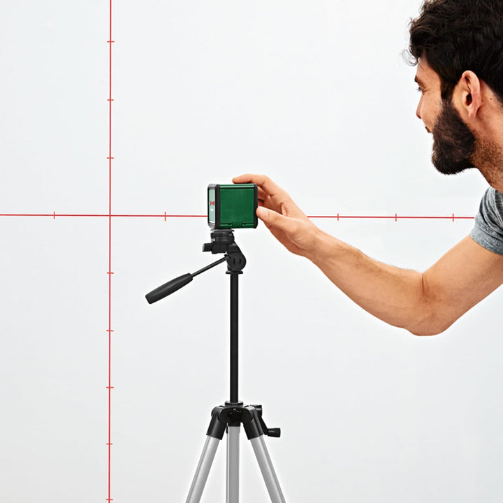 Bosch Kreuzlinienlaser Quigo Plus mit Stativ (einfaches Ausrichten in gleichen und variablen Abständ
