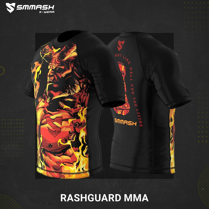 SMMASH Funktionsshirt Herren Rashguard Kurzarm Sportshirt MMA Thaibox Muay Thai Kickboxen Atmungsakt