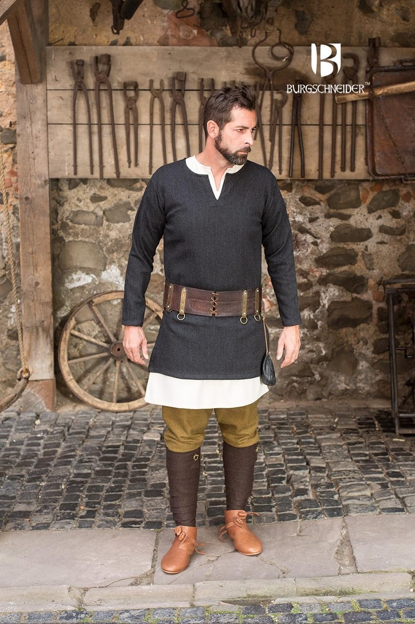 Burgschneider Mittelalter Fischgrättunika Tyr - Schwarz Grau XXXL 3XL, 3XL