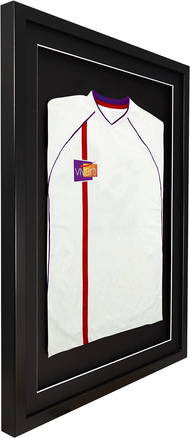 Vivarti DIY Junior 3D-Bilderrahmen für Sport-Shirts, 50 x 70 cm, schwarzer Rahmen, schwarzes Passepa