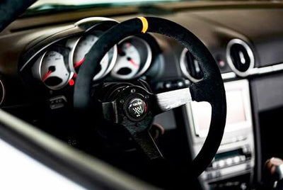 Simoni Racing CAR/350C Carrera Universal Steering Wheel, mitout Button And Fixing Kit, Schwarz