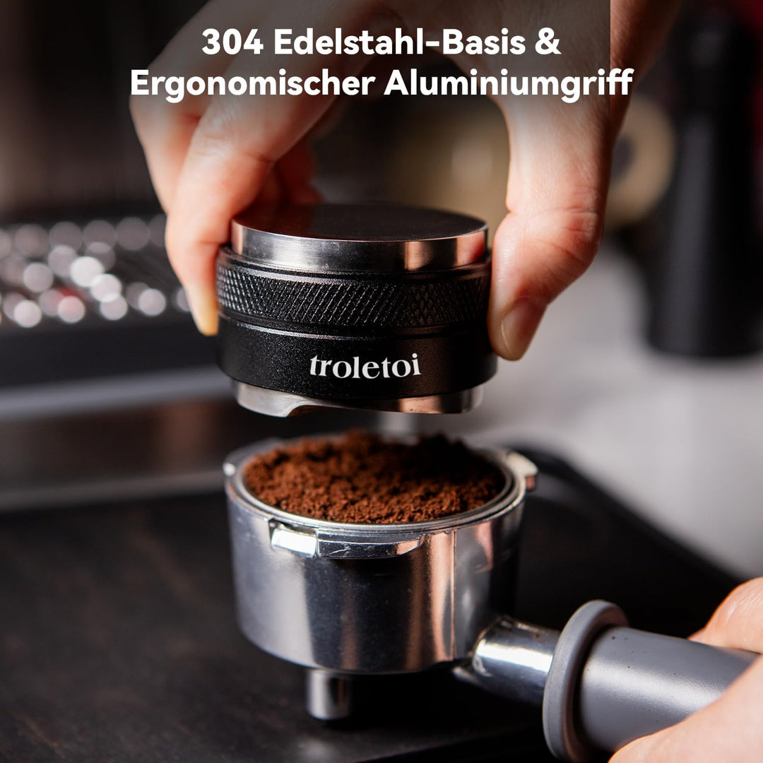 51mm Espresso Zubehör Set, 2-in-1 Tamper und Kaffee Distributor, WDT Tool, Dosiertrichter und Puck S
