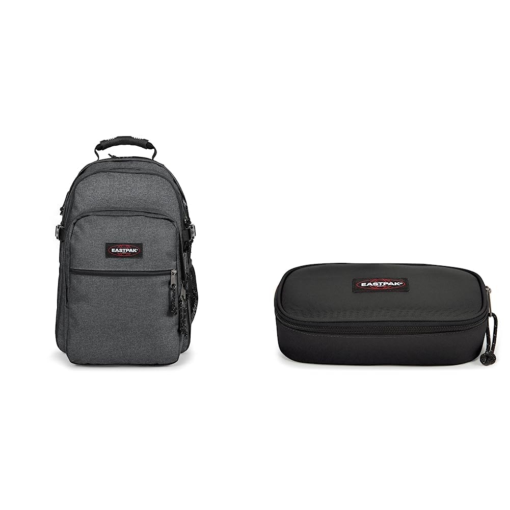 EASTPAK Tutor Rucksack, 48 cm, 39 L, Grau (Black Denim) & Oval XL Single Federmäppchen, 22 cm, Schwa