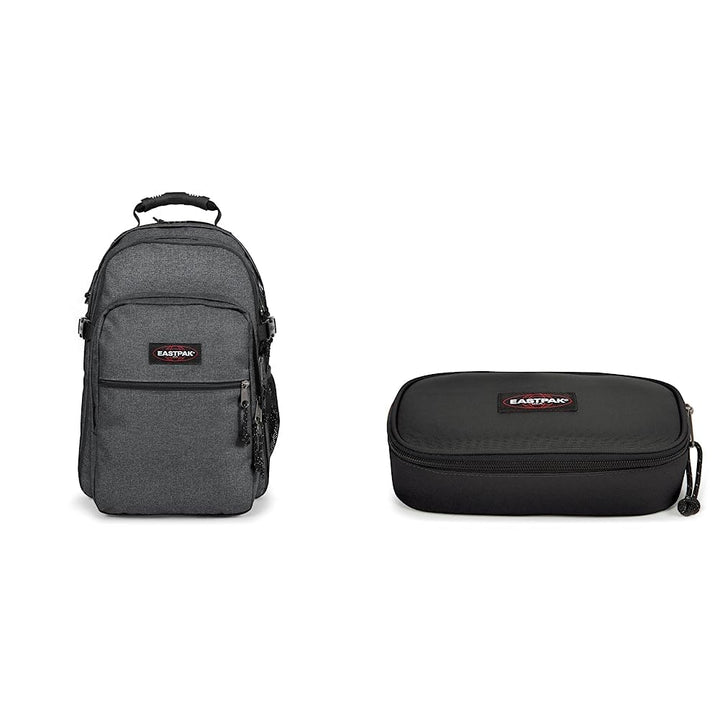 EASTPAK Tutor Rucksack, 48 cm, 39 L, Grau (Black Denim) & Oval XL Single Federmäppchen, 22 cm, Schwa
