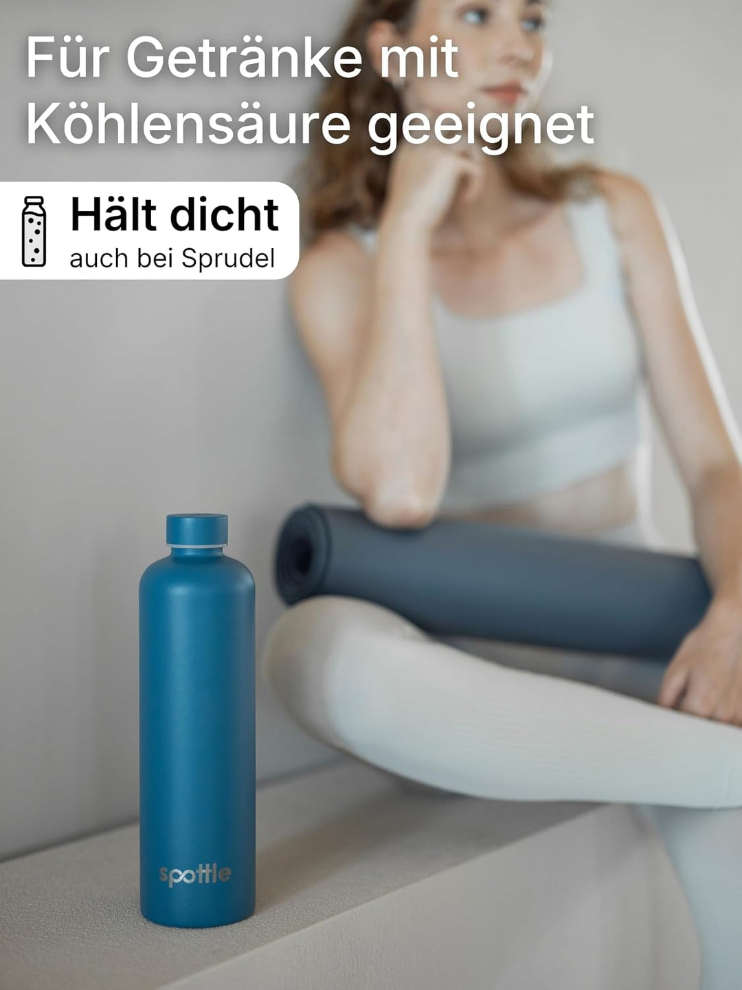 spottle Edelstahl Trinkflasche 1L – Thermosflasche aus Metall, doppelwandig, vakuumisoliert, Kohlens