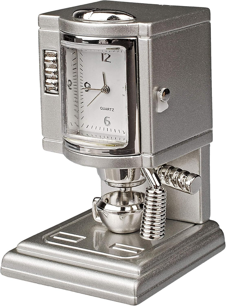 kleine - Tischuhr/Miniatur - Uhr - Kaffemaschine - Kaffeeautomat/Küchenmaschine - aus Metall - 6,9 c