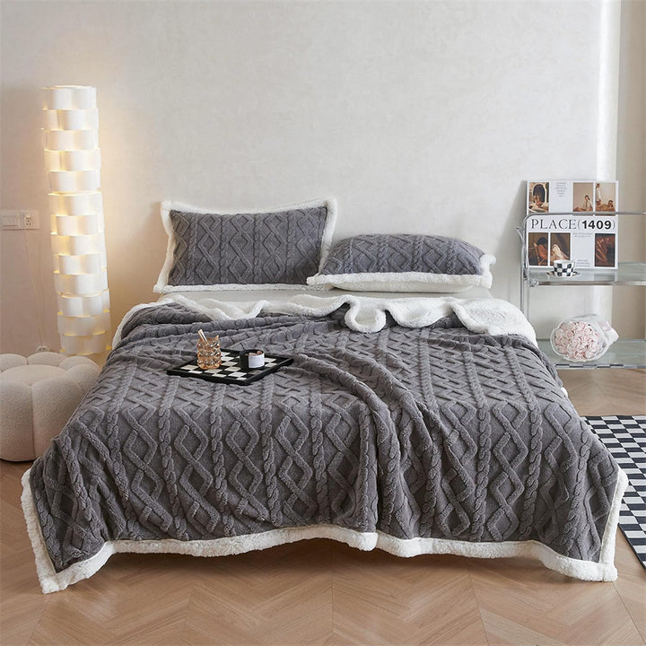 Decke Sofa Kuscheldecke Grau - 150x200 cm Warm Sherpa Sofaüberwurf Decke, Dicke Sofadecke Couchdecke