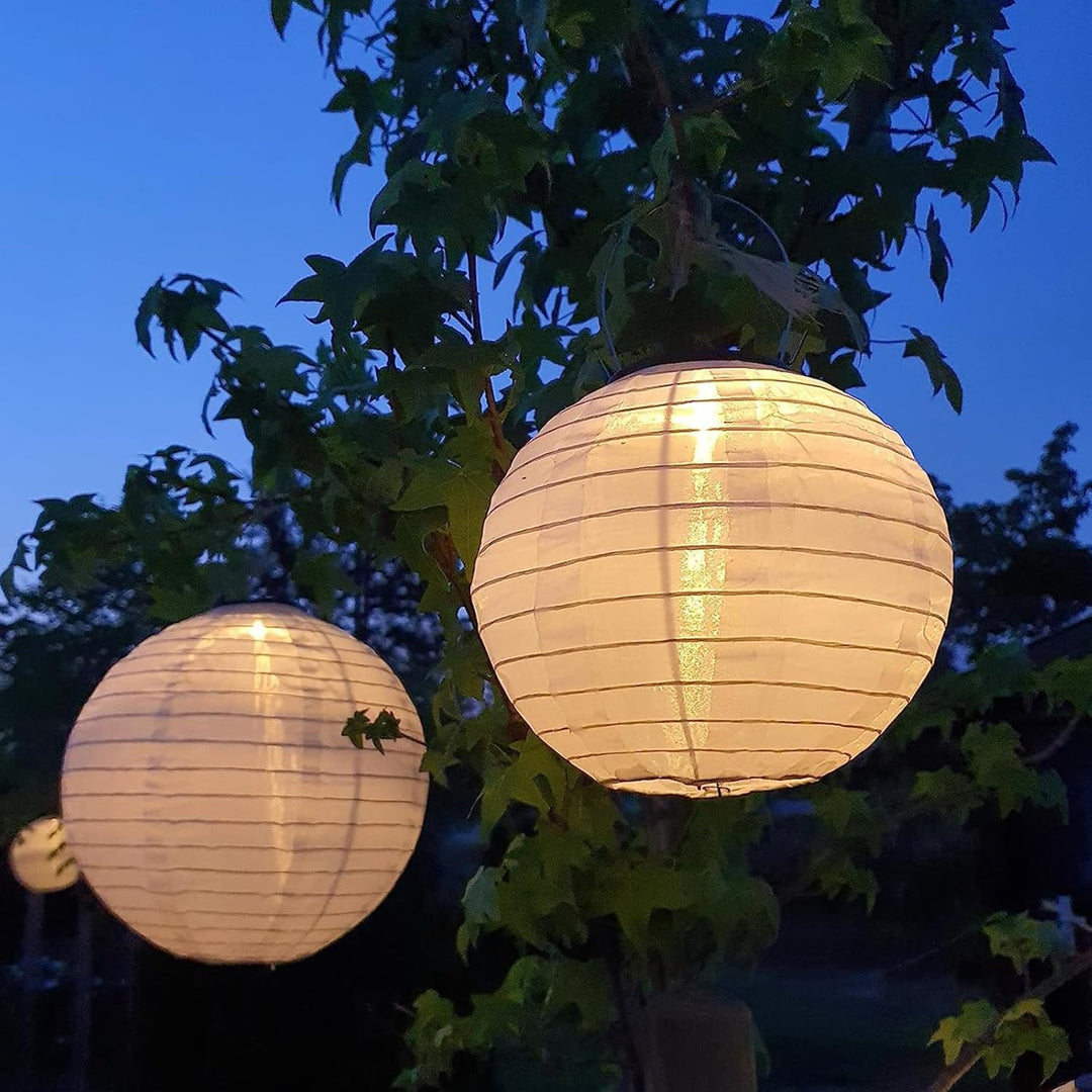 Qedertek Lampions Solar Aussen 4 Stück 20cm Solar LED Laterne Wasserdicht Nylon Hängende Gartenlater